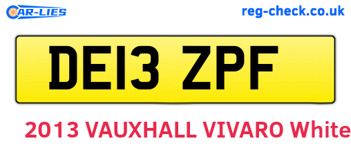 DE13ZPF are the vehicle registration plates.