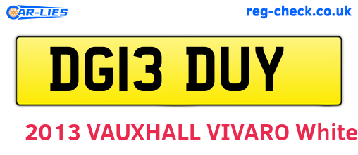 DG13DUY are the vehicle registration plates.