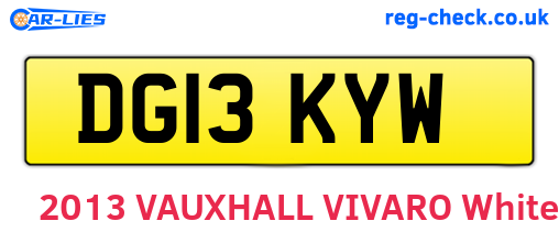 DG13KYW are the vehicle registration plates.