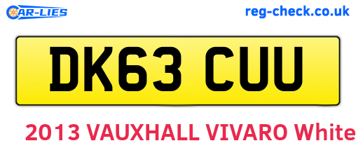 DK63CUU are the vehicle registration plates.