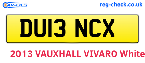 DU13NCX are the vehicle registration plates.