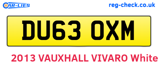 DU63OXM are the vehicle registration plates.