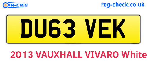 DU63VEK are the vehicle registration plates.