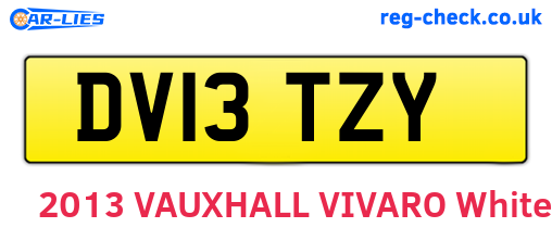 DV13TZY are the vehicle registration plates.