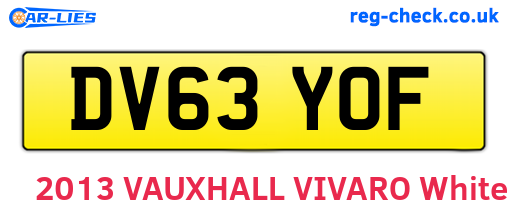 DV63YOF are the vehicle registration plates.