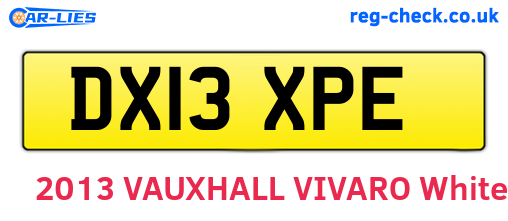 DX13XPE are the vehicle registration plates.