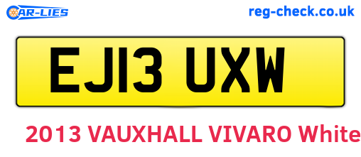 EJ13UXW are the vehicle registration plates.