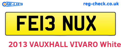 FE13NUX are the vehicle registration plates.