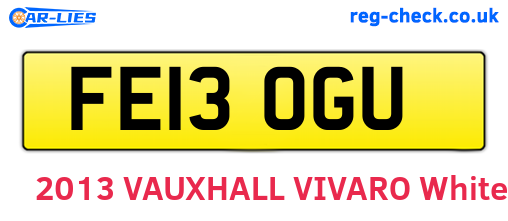 FE13OGU are the vehicle registration plates.