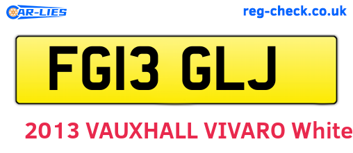 FG13GLJ are the vehicle registration plates.