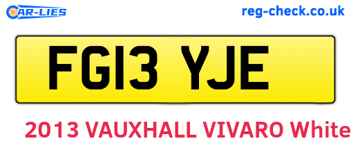 FG13YJE are the vehicle registration plates.