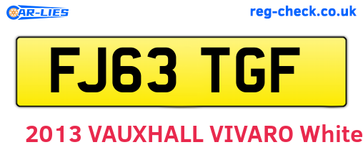 FJ63TGF are the vehicle registration plates.