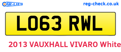 LO63RWL are the vehicle registration plates.