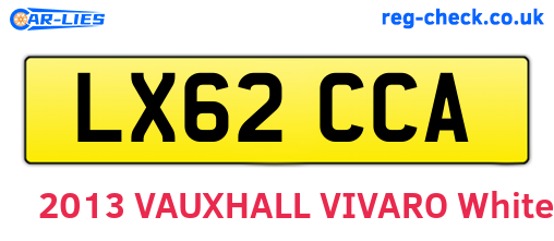 LX62CCA are the vehicle registration plates.