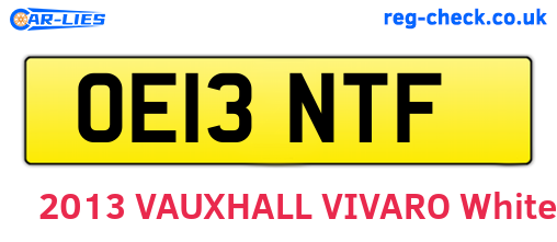 OE13NTF are the vehicle registration plates.