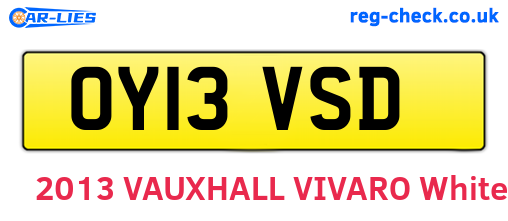 OY13VSD are the vehicle registration plates.