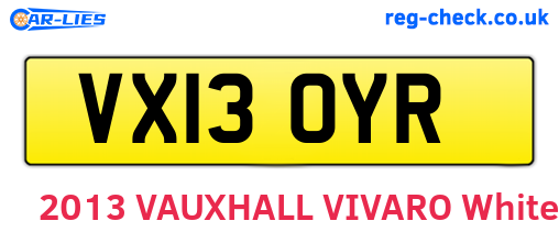 VX13OYR are the vehicle registration plates.