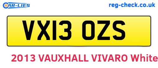 VX13OZS are the vehicle registration plates.