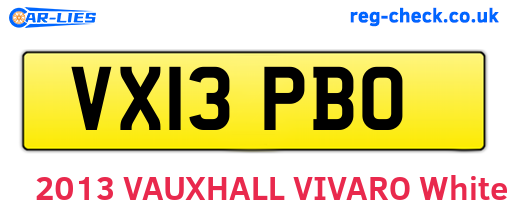 VX13PBO are the vehicle registration plates.