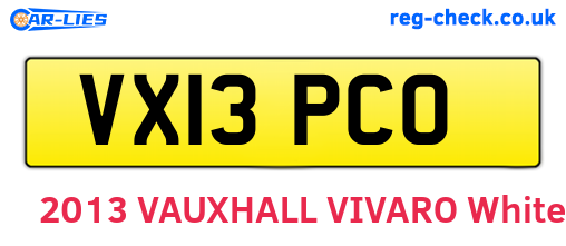 VX13PCO are the vehicle registration plates.