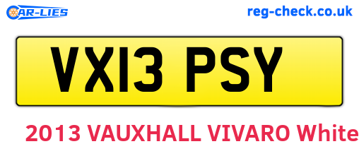 VX13PSY are the vehicle registration plates.