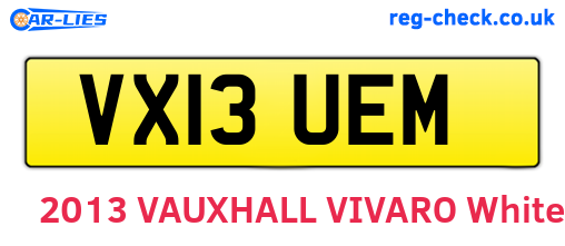 VX13UEM are the vehicle registration plates.