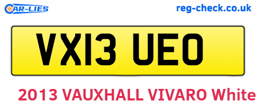 VX13UEO are the vehicle registration plates.