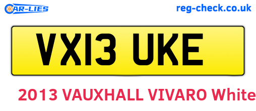 VX13UKE are the vehicle registration plates.