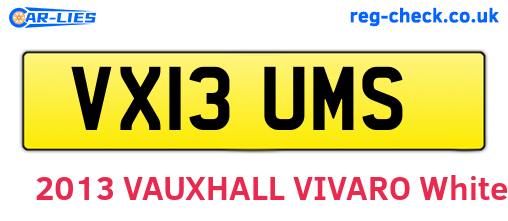 VX13UMS are the vehicle registration plates.