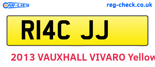 R14CJJ are the vehicle registration plates.