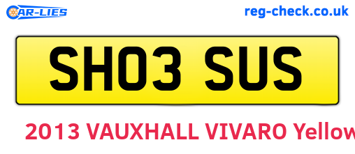 SH03SUS are the vehicle registration plates.