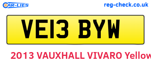 VE13BYW are the vehicle registration plates.