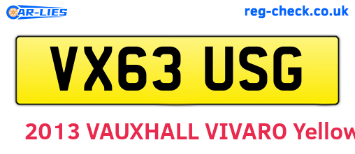 VX63USG are the vehicle registration plates.