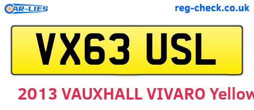 VX63USL are the vehicle registration plates.
