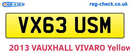 VX63USM are the vehicle registration plates.