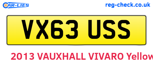 VX63USS are the vehicle registration plates.