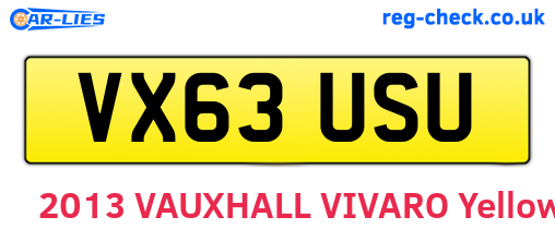 VX63USU are the vehicle registration plates.
