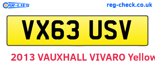 VX63USV are the vehicle registration plates.