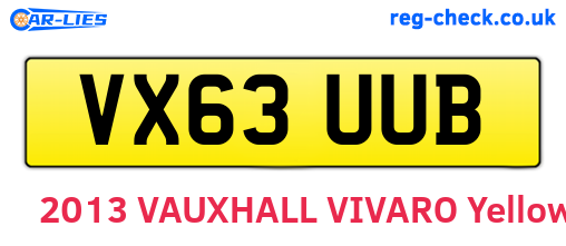 VX63UUB are the vehicle registration plates.