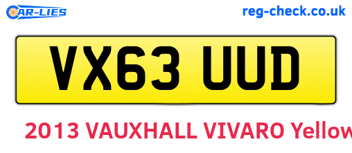VX63UUD are the vehicle registration plates.