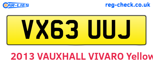 VX63UUJ are the vehicle registration plates.