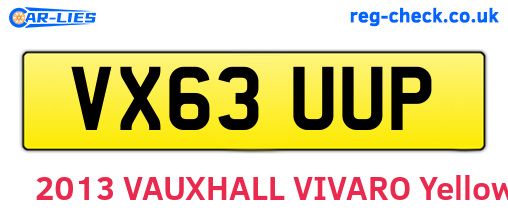 VX63UUP are the vehicle registration plates.