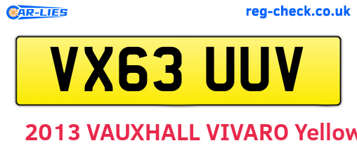 VX63UUV are the vehicle registration plates.