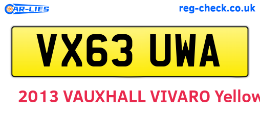 VX63UWA are the vehicle registration plates.