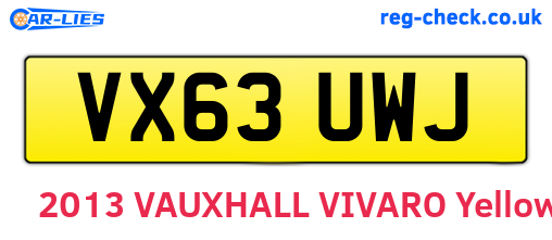 VX63UWJ are the vehicle registration plates.