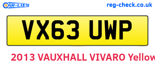 VX63UWP are the vehicle registration plates.
