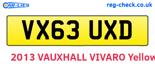 VX63UXD are the vehicle registration plates.