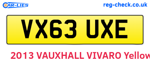 VX63UXE are the vehicle registration plates.