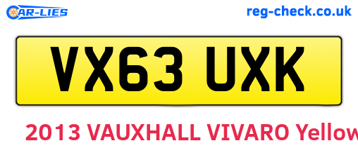 VX63UXK are the vehicle registration plates.