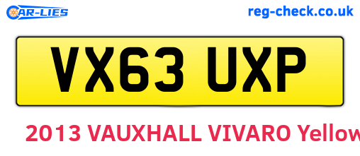 VX63UXP are the vehicle registration plates.